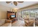 Bright living room featuring a TV, ceiling fan, and access to an outdoor area at 2155 Wood St # A20, Sarasota, FL 34237