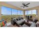 Relax on the screened patio with comfortable seating and a ceiling fan, offering stunning water views at 384 Aruba Cir # 103, Bradenton, FL 34209