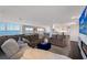 Spacious living room with water views, fireplace and an open floor plan at 400 Golden Gate Pt # 51 & 52, Sarasota, FL 34236