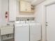 Spacious laundry room with washer, dryer, storage cabinets and a utility sink at 411 S Oxford Dr # 411, Nokomis, FL 34275