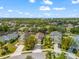 Wide aerial view of the community and neighborhood, showcasing tree-lined streets, manicured lawns and neighborhood street at 4954 Newport News Cir, Lakewood Ranch, FL 34211