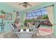Dining area leading to outdoor patio with swimming pool at 107 Wayforest Dr, Venice, FL 34292