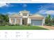 Inviting Carver Island Colonial featuring a 2-car garage, manicured lawn, and stylish architectural details at 17907 Palmiste Dr, Bradenton, FL 34202