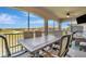 Screened patio with a dining table and chairs overlooking the golf course, perfect for outdoor dining and relaxation at 18113 Gawthrop Dr # 103, Bradenton, FL 34211