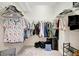 Large well organized walk-in closet with shelves, hanging rods, and carpet floors at 18113 Gawthrop Dr # 103, Bradenton, FL 34211