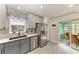 Modern kitchen featuring stainless steel appliances, granite counters, and gray cabinets at 3009 Live Oak Ln # 33, Palmetto, FL 34221