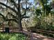 Scenic view of a park featuring a wooden boardwalk and a large tree draped with Spanish moss at 3009 Live Oak Ln # 33, Palmetto, FL 34221