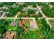 Aerial view of home with screened pool and lush trees; lawn is well maintained in a quiet neighborhood at 3528 Monday Ter, North Port, FL 34286