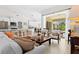 Inviting living space with access to a covered patio, featuring modern bar stool seating and stylish decor at 3528 Monday Ter, North Port, FL 34286