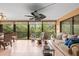 Relaxing sunroom with large windows, tile flooring, and comfortable seating at 6002 Oak Creek Ln # 1925, Bradenton, FL 34210