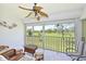 Enjoy this relaxing screened lanai overlooking the lush golf course with comfortable outdoor seating at 6912 Drewrys Blf # 608, Bradenton, FL 34203
