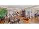 This large living room features hardwood floors, luxury decor, and lots of room for entertaining at 2050 Benjamin Franklin Dr # A1001, Sarasota, FL 34236