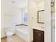 Clean bathroom with shower, bathtub, modern vanity and fixtures, and tiled floor at 2406 Lehigh Ave, Bradenton, FL 34207