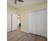 Comfortable bedroom with a ceiling fan and closet for storage at 3503 14Th E Ct, Ellenton, FL 34222