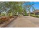Community path lined with mature trees and lush landscaping at 5275 Willow Links # 50, Sarasota, FL 34235