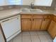 Kitchen featuring white appliances, double sinks, and wooden cabinets at 5681 Bentgrass Dr # 13-201, Sarasota, FL 34235