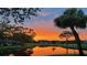 Scenic sunset view over the pond reflecting vivid colors, surrounded by lush greenery and mature trees at 5688 Pipers Waite # 50, Sarasota, FL 34235