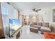 Bright living space with large windows, fireplace, sofa, and a flat screen television at 8798 Herbison Ave, North Port, FL 34287