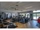 Well-equipped fitness center with modern exercise machines, ceiling fans, and a view of the outdoors at 9620 Club South Cir # 5306, Sarasota, FL 34238