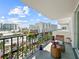 Balcony features stunning city views, potted flowers, and comfortable seating at 101 S Gulfstream Ave. # 9C, Sarasota, FL 34236