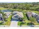 Aerial view of a well-maintained residential property with a manicured lawn and a serene pond in the backyard at 11037 77Th E St, Parrish, FL 34219