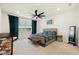 Spacious main bedroom with large window overlooking the water and modern decor at 11221 Gallatin Trl, Parrish, FL 34219