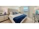 Comfortable bedroom with plush carpeting, decorative pillows, side tables and large window with blinds at 17510 Gawthrop Dr # 305, Bradenton, FL 34211