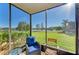 Relax on the screened patio, with comfortable chairs and serene views of the community lake at 2233 Beneva Ter # 2232, Sarasota, FL 34232