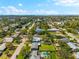 Wide aerial view showcases the neighborhood with lush greenery and waterway views at 2361 Rose St, Sarasota, FL 34239