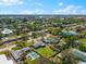 Expansive aerial view of a charming neighborhood with lush greenery and inviting swimming pools at 2361 Rose St, Sarasota, FL 34239