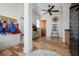 Recreation Room with custom cabinetry and water sports equipment storage at 606 Crestwood Ln, Holmes Beach, FL 34217