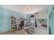 Stylish bedroom featuring bunk beds, a study area, and ample storage at 6410 Rosehill Farm Run, Bradenton, FL 34211