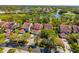Stunning aerial shot of townhomes with red tile roofs, lush landscaping, and golf course views at 7713 Fairway Woods Dr # 902, Sarasota, FL 34238