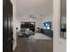 View of the living room featuring modern furniture, wood floors, and a view to the outdoors at 9408 Glen Abbey Ln, Sarasota, FL 34238