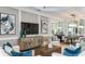 Stylish living room featuring comfortable seating, a modern entertainment center, elegant decor, and an open floor plan at 14919 Contenta Loop, Bradenton, FL 34211