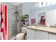 Modern bathroom with a tiled shower, vanity, and contemporary fixtures at 2408 28Th E Ave, Palmetto, FL 34221