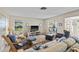 Bright living room featuring a neutral color palette, entertainment center, and plush seating at 7122 11Th W Ave, Bradenton, FL 34209