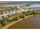 An aerial view featuring homes with serene lake views in a well-planned community at 18013 Polo Trl, Bradenton, FL 34211