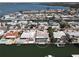 Aerial view of the single-Gathering home with pool and backyard canal access at 3708 Plumosa Ter, Bradenton, FL 34210