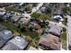 Aerial shot of a beautiful neighborhood with mature trees and a scenic pond at 4662 Long Lake Dr, Sarasota, FL 34233