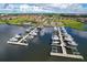 Aerial view of a boat dock and marina, providing residents easy water access at 510 16Th E Ave, Palmetto, FL 34221