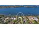 Aerial view of a waterfront neighborhood with grand homes and expansive water views at 1440 Kimlira Ln, Sarasota, FL 34231