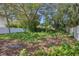 Lush backyard features mature trees, white fencing, and an outdoor bench, perfect for relaxation and entertainment at 1679 Arlington St, Sarasota, FL 34239