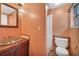 Bathroom featuring a unique decorative sink, mirror, and fixtures, adding character to the space at 1679 Arlington St, Sarasota, FL 34239