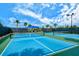 Outdoor pickleball courts are framed by palm trees and blue skies, with a covered area for players and spectators at 5562 Rain Lily Ct, Sarasota, FL 34238