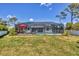 The backyard screened pool offers a private oasis with an umbrella, chairs, and a relaxing space at 145 Baytree Dr, Rotonda West, FL 33947