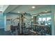 Modern gym with weightlifting machines, free weights, and a mirrored wall for exercise and fitness at 1610 Treehouse Cir # T130, Sarasota, FL 34231