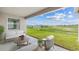 Comfortable outdoor patio with furniture, offering relaxing views of the neighborhood and grassy field at 17122 James Trl, Parrish, FL 34219