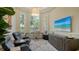 Bright sitting room featuring neutral colors, comfortable seating, and a large picture window at 3153 Founders Club Dr, Sarasota, FL 34240