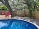 The backyard of this home features a pool, patio with chairs, and a picnic table at 4705 Hollingsworth Ave, Sarasota, FL 34233